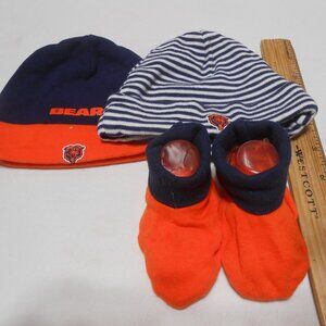 NFL CHICAGO BEARS BABY BEANIE STOCKING HATS & MATCHING BOOTIES SIZE 0-9 MONTHS